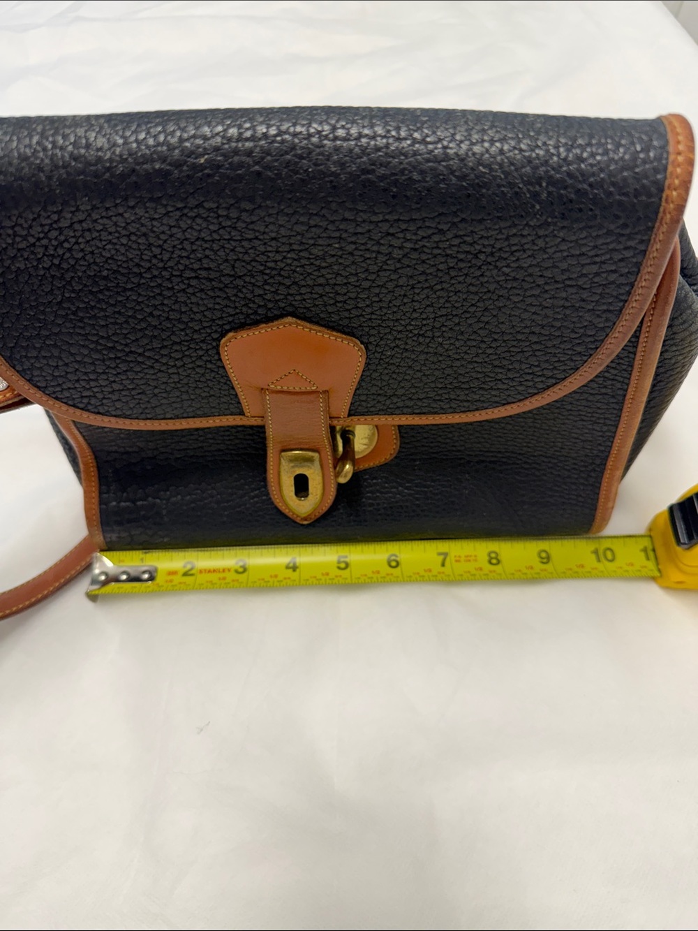 Dooney & Bourke Vintage Black Pebbled Leather Crossbody with Brown Trim - Picture 11 of 16
